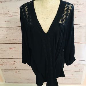 New Directions Woman Long Sleeved Black Top